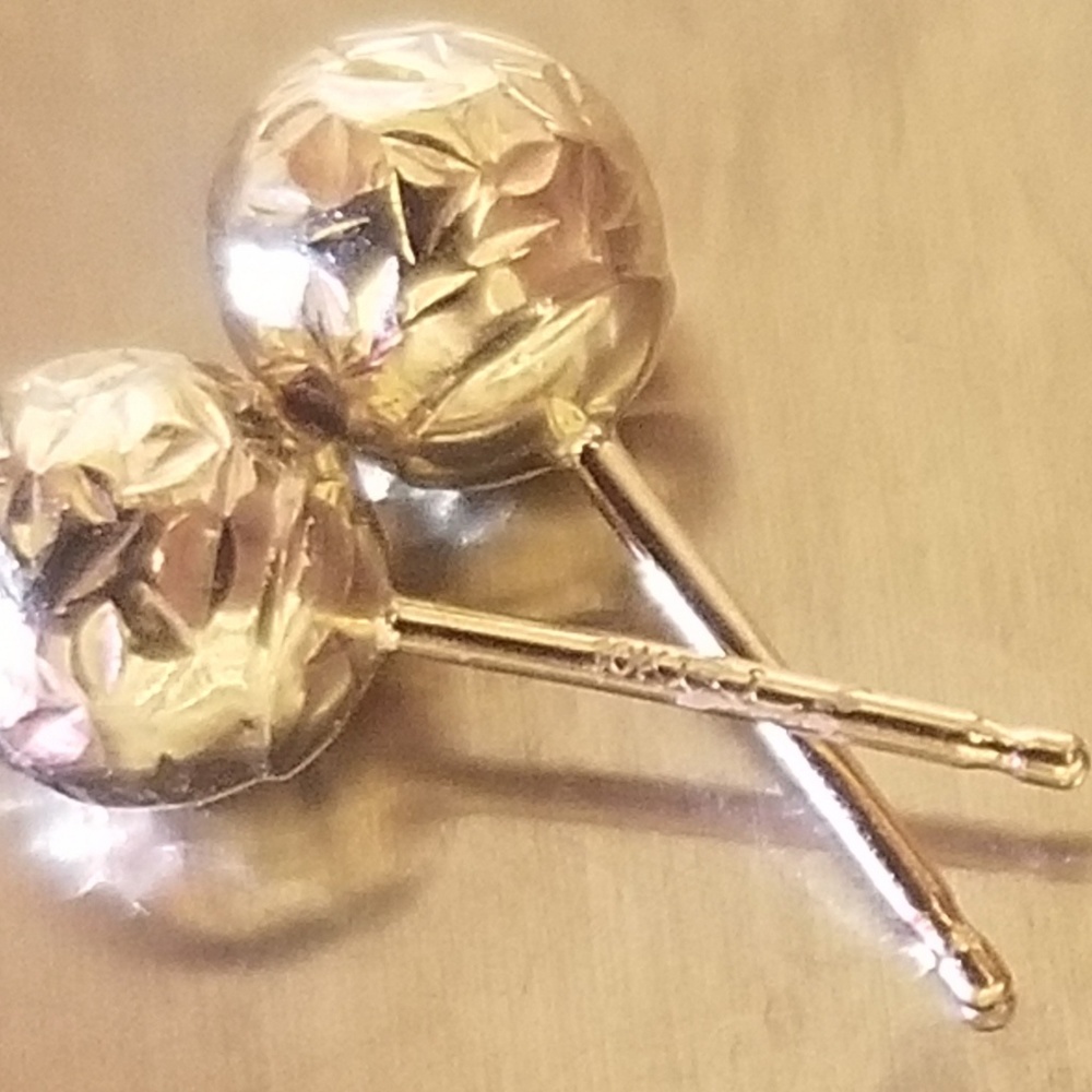 SOLD 10 k gold textured ball studs